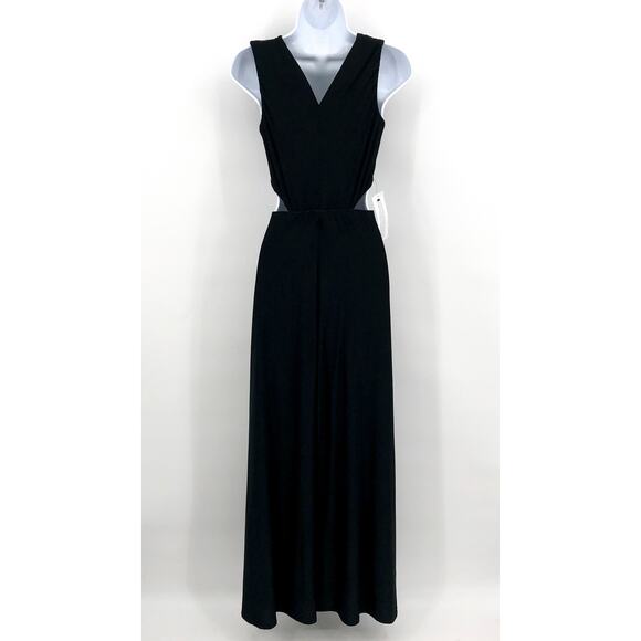TOPSHOP Women's Jersey Draped Midi Dress Small 4-6 Black Sleeveless Cut Out NWT - Picture 9 of 14